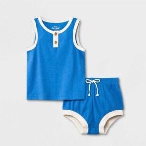 RIBBED HENLEY TOP AND BOTTOM SET